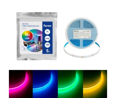 Купить Светодиодная лента Feron LS531 24В 14Вт/м RGB 5м IP20 48946 Светодиодная лента Feron LS531 24В 14Вт/м RGB 5м IP20 48946