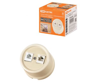 Купить Розетка телефонная RJ11 + компьютерная RJ45 сл. кость Болонь TDM Electric SQ1820-0352 Розетка телефонная RJ11 + компьютерная RJ45 сл. кость Болонь TDM Electric SQ1820-0352