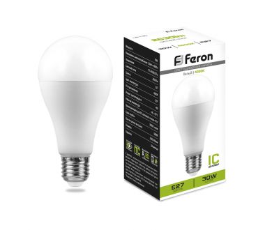 Купить Лампа светодиодная Feron E27 30W 4000K груша матовая LB-130 38195 Лампа светодиодная Feron E27 30W 4000K груша матовая LB-130 38195