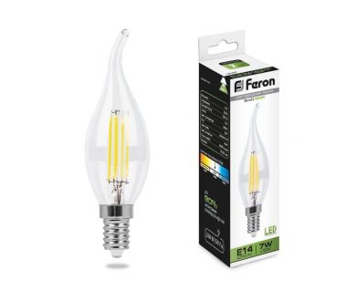 Купить Лампа светодиодная филаментная Feron E14 7W 4000K Свеча на ветру Прозрачная LB-67 25781 Лампа светодиодная филаментная Feron E14 7W 4000K Свеча на ветру Прозрачная LB-67 25781