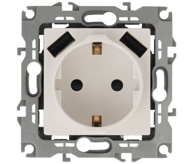Купить Розетка 2P+E со шторками и 2xUSB Эра 14-4109-02 Б0047868 Розетка 2P+E со шторками и 2xUSB Эра 14-4109-02 Б0047868
