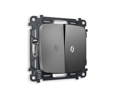 Купить Комплект механизма 2-кл проходного выключателя с подсветкой Ambrella Volt Omega MO654035 Комплект механизма 2-кл проходного выключателя с подсветкой Ambrella Volt Omega MO654035
