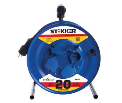 Купить Удлинитель на металлической катушке 4-местный Stekker PRF02-41-20 20м 39784 Удлинитель на металлической катушке 4-местный Stekker PRF02-41-20 20м 39784