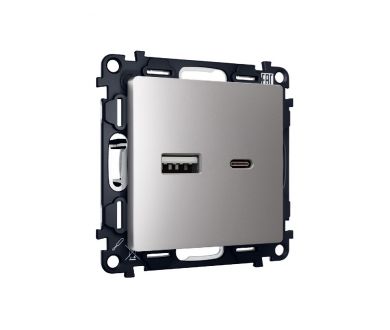 Купить Комплект механизма розетки 2USB A+C 20W (быстрая зарядка) Ambrella Volt Alfa MA511010 Комплект механизма розетки 2USB A+C 20W (быстрая зарядка) Ambrella Volt Alfa MA511010