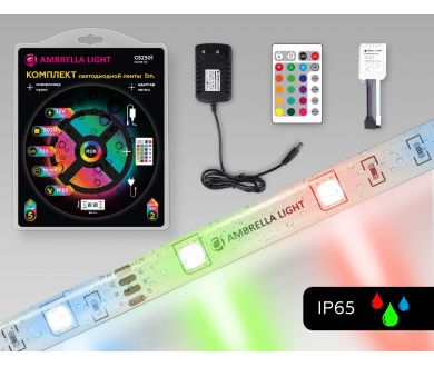 Купить Светодиодная лента Ambrella Light LED Strip 12В 5050 7,2Вт/м RGB 5м IP65 GS2501 Светодиодная лента Ambrella Light LED Strip 12В 5050 7,2Вт/м RGB 5м IP65 GS2501