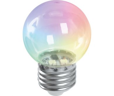 Купить Лампа светодиодная Feron LB-37 шар прозрачный E27 1W RGB быстрая смена цвета 38129 Лампа светодиодная Feron LB-37 шар прозрачный E27 1W RGB быстрая смена цвета 38129