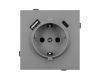 Механизм розетки с USB зарядкой Arlight SCT-TENDO-MUAC-PL-GR (230V, 16A) 054088