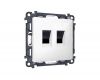 Комплект механизма компьютерной двойной розетки RJ-45 с автоматической защитной шторкой Alfa Белый глянец Quant Ambrella Volt MA112110 (AP1121, VM189)