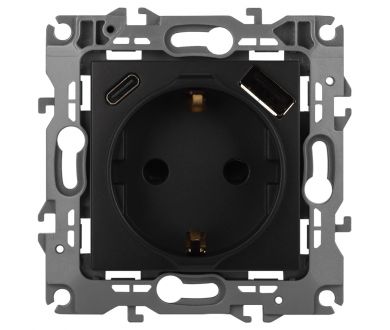 Купить Розетка со шторками с USB type-A+C Эра 12-4108-05 Б0067707 Розетка со шторками с USB type-A+C Эра 12-4108-05 Б0067707