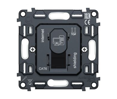 Купить Механизм компьютерной розетки RJ-45 (8P8C) CAT6A экранированной с автоматической защитной шторкой QUANT Ambrella Volt VM185 Механизм компьютерной розетки RJ-45 (8P8C) CAT6A экранированной с автоматической защитной шторкой QUANT Ambrella Volt VM185