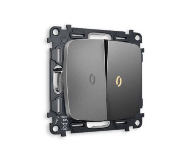 Купить Комплект механизма 2-кл выключателя с подсветкой Ambrella Volt Omega MO654010 Комплект механизма 2-кл выключателя с подсветкой Ambrella Volt Omega MO654010