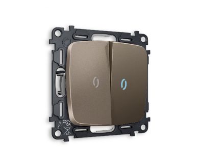 Купить Комплект механизма 2-кл выключателя с подсветкой Ambrella Volt Omega MO634020 Комплект механизма 2-кл выключателя с подсветкой Ambrella Volt Omega MO634020