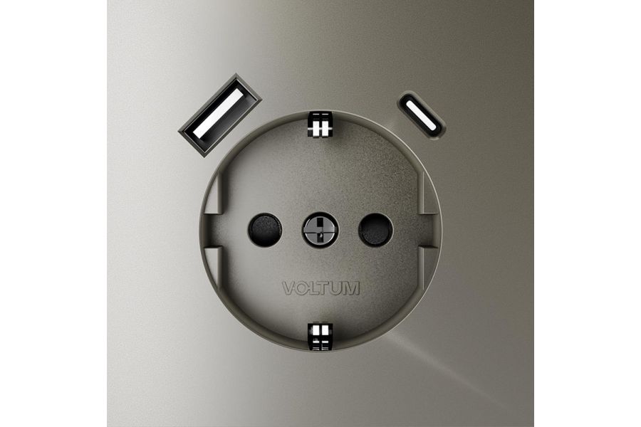 Розетка с USB, A+C Voltum S70 VLS040504 (шелк)