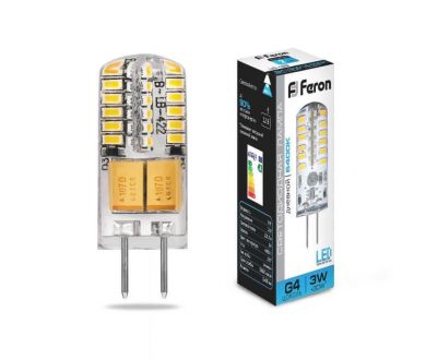 Купить Лампа светодиодная Feron G4 3W 6400K Прямосторонняя Матовая LB-422 25533 Лампа светодиодная Feron G4 3W 6400K Прямосторонняя Матовая LB-422 25533