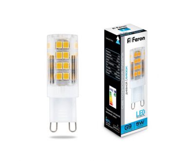Купить Лампа светодиодная Feron G9 5W 6400K Прямосторонняя Матовая LB-432 25771 Лампа светодиодная Feron G9 5W 6400K Прямосторонняя Матовая LB-432 25771