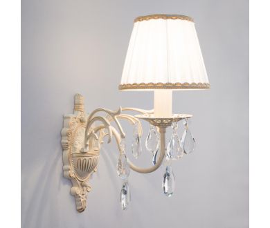 Купить Бра Eurosvet 3637/1 белый с золотом/прозрачный хрусталь Strotskis Бра Eurosvet 3637/1 белый с золотом/прозрачный хрусталь Strotskis