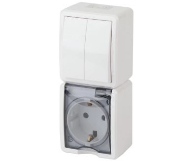 Купить Блок розетка-выключатель двухклавишный ЭРА Эксперт IP54 16A 250V 11-7408-01 Б0036006 Блок розетка-выключатель двухклавишный ЭРА Эксперт IP54 16A 250V 11-7408-01 Б0036006