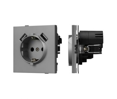 Купить Механизм розетки с USB зарядкой Arlight SCT-TENDO-MUAA-PL-GR (230V, 16A) 054084 Механизм розетки с USB зарядкой Arlight SCT-TENDO-MUAA-PL-GR (230V, 16A) 054084