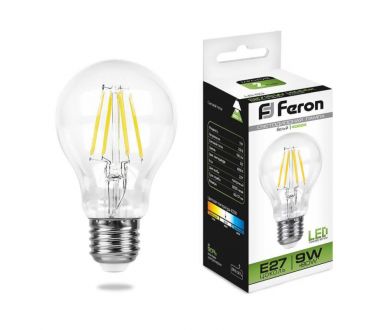 Купить Лампа светодиодная филаментная Feron E27 9W 4000K Шар Прозрачная LB-63 25632 Лампа светодиодная филаментная Feron E27 9W 4000K Шар Прозрачная LB-63 25632