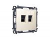 Комплект механизма компьютерной двойной розетки RJ-45 с автоматической защитной шторкой Alfa Бежевый глянец Quant Ambrella Volt MA312110 (AP3121, VM189)