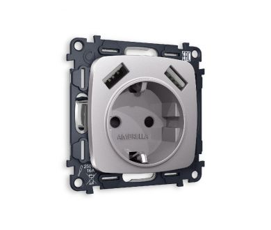 Купить Комплект механизма розетки 2USB A+A 18W (быстрая зарядка) с/з Ambrella Volt Omega MO509010 Комплект механизма розетки 2USB A+A 18W (быстрая зарядка) с/з Ambrella Volt Omega MO509010