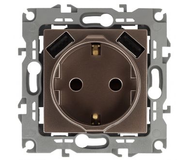 Купить Розетка 2P+E со шторками с 2xUSB Эра 12-4109-13 Б0047847 Розетка 2P+E со шторками с 2xUSB Эра 12-4109-13 Б0047847