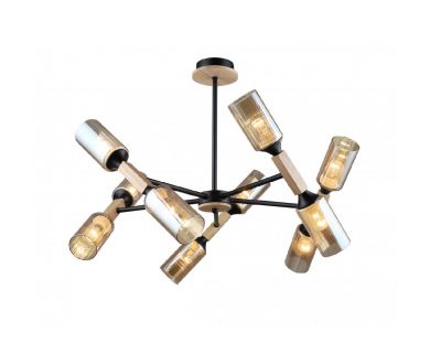 Купить Люстра на штанге IMEX MD.5495-10-S-BK+WOOD Люстра на штанге IMEX MD.5495-10-S-BK+WOOD