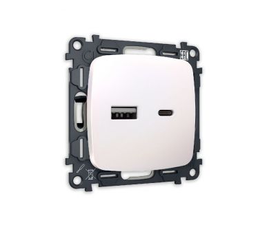 Купить Комплект механизма розетки 2USB A+C 20W (быстрая зарядка) Ambrella Volt Omega MO211010 Комплект механизма розетки 2USB A+C 20W (быстрая зарядка) Ambrella Volt Omega MO211010
