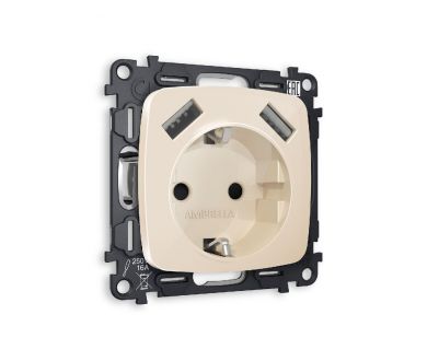 Купить Комплект механизма розетки 2USB A+A 18W (быстрая зарядка) с/з Ambrella Volt Omega MO309010 Комплект механизма розетки 2USB A+A 18W (быстрая зарядка) с/з Ambrella Volt Omega MO309010
