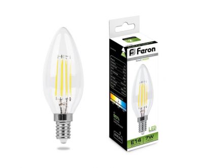 Купить Лампа светодиодная филаментная Feron E14 7W 4000K Свеча Прозрачная LB-66 25780 Лампа светодиодная филаментная Feron E14 7W 4000K Свеча Прозрачная LB-66 25780