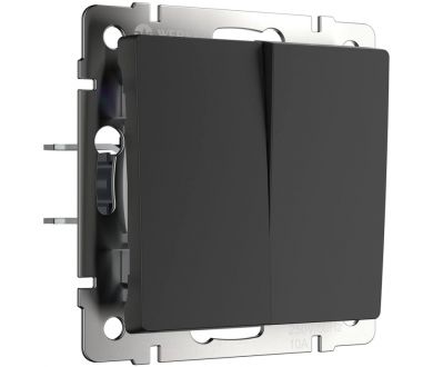 Купить Выключатель Werkel двухклавишный проходной черный матовый W1122008 4690389156724 Выключатель Werkel двухклавишный проходной черный матовый W1122008 4690389156724