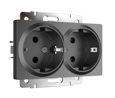 Купить Розетка двойная с заземлением Werkel графит рифленый W1172004 4690389158650 Розетка двойная с заземлением Werkel графит рифленый W1172004 4690389158650