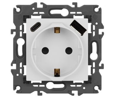 Купить Розетка со шторками с USB type-A+C Эра Elegance 14-4108-01 Б0067736 Розетка со шторками с USB type-A+C Эра Elegance 14-4108-01 Б0067736