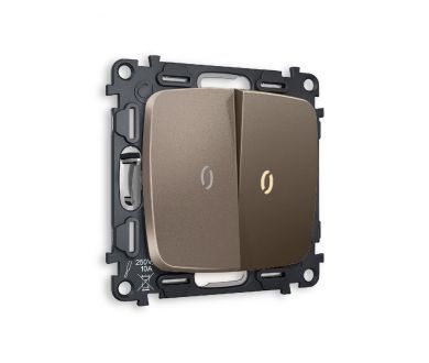 Купить Комплект механизма 2-кл проходного выключателя с подсветкой Ambrella Volt Omega MO634030 Комплект механизма 2-кл проходного выключателя с подсветкой Ambrella Volt Omega MO634030