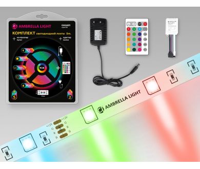 Купить Светодиодная лента Ambrella Light LED Strip 12В 5050 7,2Вт/м RGB 5м IP20 GS2401 Светодиодная лента Ambrella Light LED Strip 12В 5050 7,2Вт/м RGB 5м IP20 GS2401