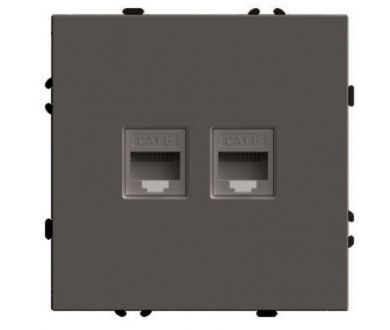 Купить Розетка компьютерная 2-местная RJ-45 (механизм) Stekker Эмили RST00-5111-09 антрацит soft touch 49926 Розетка компьютерная 2-местная RJ-45 (механизм) Stekker Эмили RST00-5111-09 антрацит soft touch 49926