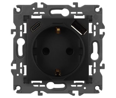 Купить Розетка со шторками с USB type-A+C Эра Elegance 14-4108-05 Б0067724 Розетка со шторками с USB type-A+C Эра Elegance 14-4108-05 Б0067724