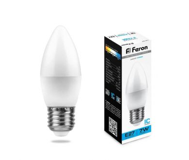 Купить Лампа светодиодная Feron E27 7W 6400K Свеча Матовая LB-97 25883 Лампа светодиодная Feron E27 7W 6400K Свеча Матовая LB-97 25883