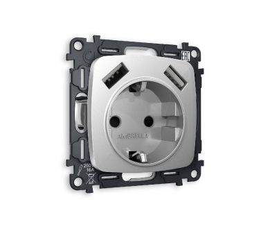 Купить Комплект механизма розетки 2USB A+A 18W (быстрая зарядка) с/з Ambrella Volt Omega MO409010 Комплект механизма розетки 2USB A+A 18W (быстрая зарядка) с/з Ambrella Volt Omega MO409010