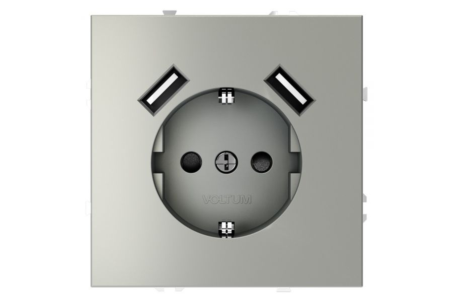 Розетка с USB, А+А Voltum S70 VLS040405 (сталь)