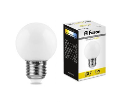 Купить Лампа светодиодная Feron E27 1W 2700K Шар Матовая LB-37 25878 Лампа светодиодная Feron E27 1W 2700K Шар Матовая LB-37 25878