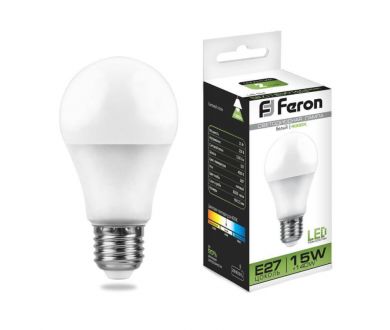 Купить Лампа светодиодная Feron E27 15W 4000K Шар Матовая LB-94 25629 Лампа светодиодная Feron E27 15W 4000K Шар Матовая LB-94 25629