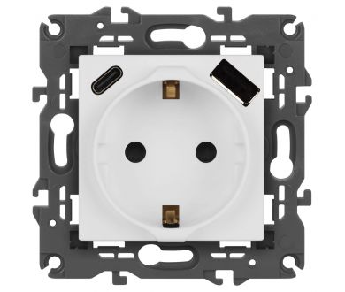 Купить Розетка со шторками с USB type-A+C Эра Elegance 14-4108-01М Б0067710 Розетка со шторками с USB type-A+C Эра Elegance 14-4108-01М Б0067710