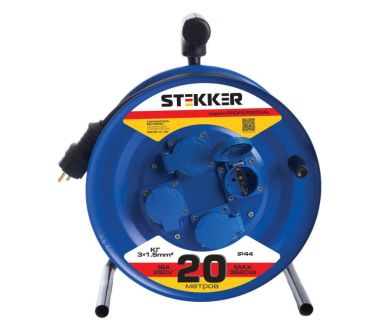 Купить Удлинитель на металлической катушке 4-местный Stekker PRF02-31-20 20м 39785 Удлинитель на металлической катушке 4-местный Stekker PRF02-31-20 20м 39785